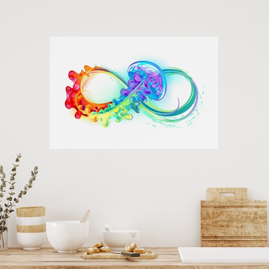 Poster Infinity avec Rainbow Jellyfish (Cuisine)