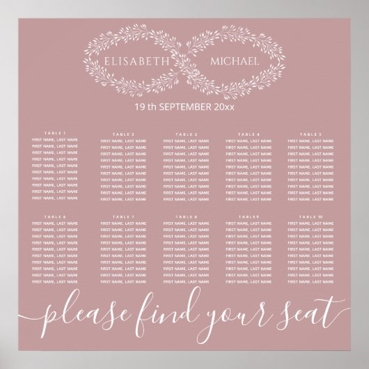 Poster Infinity poussiéreux rose botanique romantique élé (Devant)