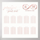 Poster Infinity rose or romantique monogramme calligraphi (Devant)