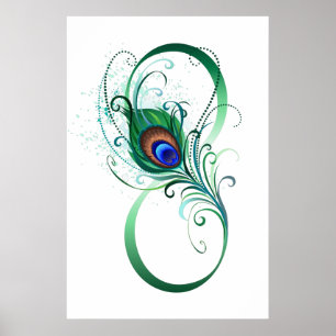 Poster Infinity Symbol with Peacock Feather
