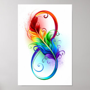 Poster Infinity Symbol with Rainbow Feather
