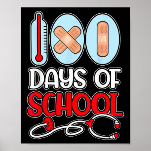 Poster Infirmière 100 Jours D'Amour À L'École Stethoscope