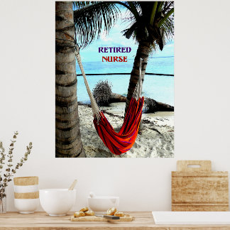 Poster Infirmière à la retraite - Hamac à la plage