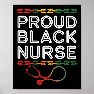 Poster Infirmière afro forte noire fille mélanine afro-am