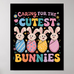 Poster Infirmière attentionnée de Nicu célébrant Pâques a