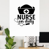 Poster Infirmière Cadeau Infirmière de garde (Bureau à domicile)