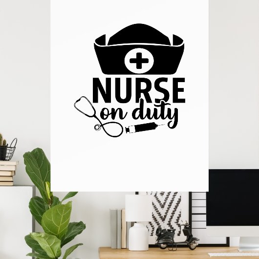Poster Infirmière Cadeau Infirmière en service (Bureau à domicile)
