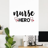 Poster Infirmière Cadeau Infirmière Héros (Bureau à domicile)