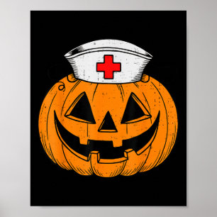 Poster Infirmière Citrouille amusante Y Costume Halloween