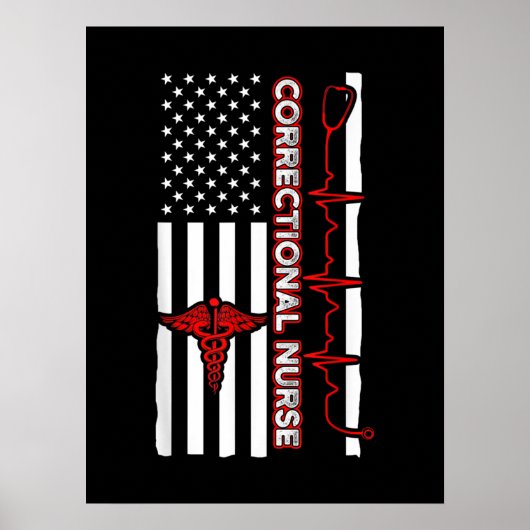 Poster Infirmière correctionnelle USA Drapeau Infirmière  (Devant)