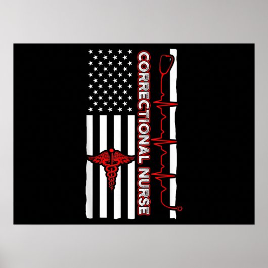 Poster Infirmière correctionnelle USA Drapeau Infirmière (Devant)