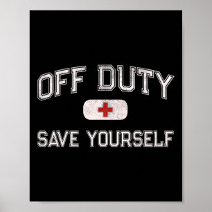Poster Infirmière de camp drôle hors service sauvez-vous 