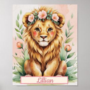 Poster Infirmière de la jungle personnalisée Aquarelle bé