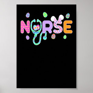 Poster Infirmière de Pâques lapin Oreilles de lapin mig