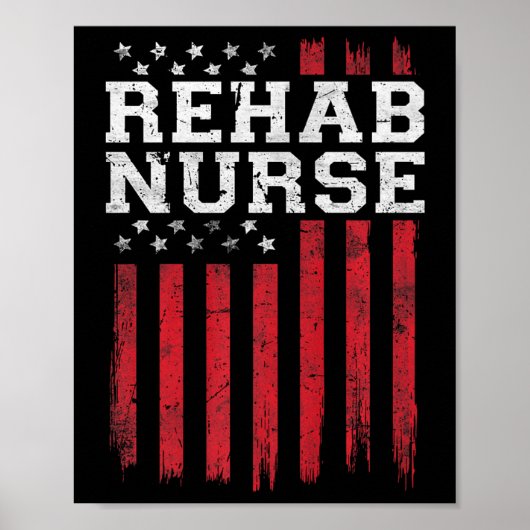 Poster Infirmière de réadaptation Drapeau américain Patri (Devant)