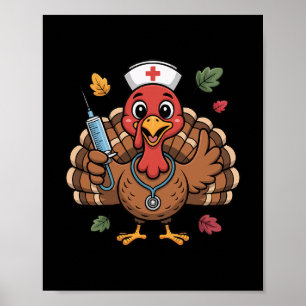 Poster Infirmière de Thanksgiving Dinde Rn Usic Urgence N