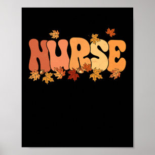 Poster Infirmière de Thanksgiving Reconnaissance Feuilles