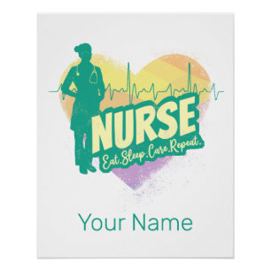 Poster Infirmière Design Vintage avec Motif de Battement
