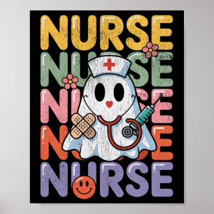 Poster Infirmière Drôle En Fantôme Forme Mignonne Hallowe