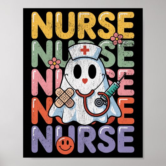 Poster Infirmière Drôle En Fantôme Forme Mignonne Hallowe (Devant)
