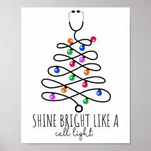 Poster Infirmière Drôle Noël Brille Comme Un Téléphone Li