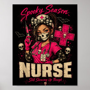 Poster Infirmière effrayante Cadeau d'Halloween de crâne
