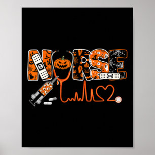 Poster Infirmière éffrayante Citrouille Halloween Costume