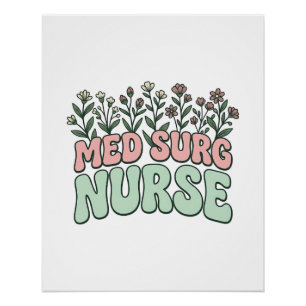 Poster Infirmière en chirurgie florale dessin vectoriel v