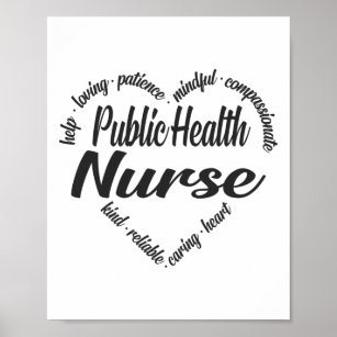 Poster Infirmière en santé publique Mot de coeur Nuage