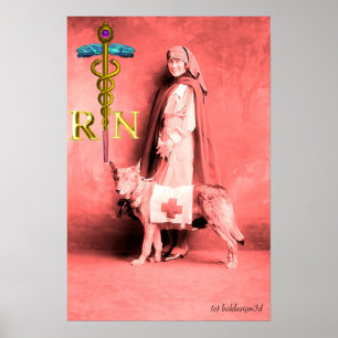 Poster INFIRMIÈRE ET CHIEN DE SAUVETAGE / Emblème RN Cadu
