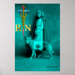 Poster INFIRMIÈRE ET CHIEN DE SAUVETAGE / Emblème RN Cadu