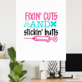 Poster Infirmière Fixation Cadeau' Coupes Boutons' (Bureau à domicile)