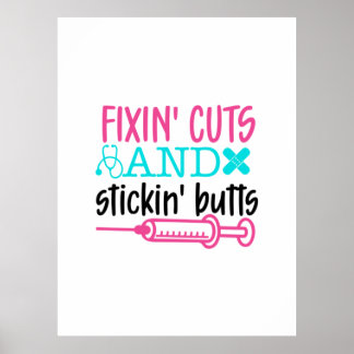 Poster Infirmière Fixation Cadeau' Coupes Boutons'