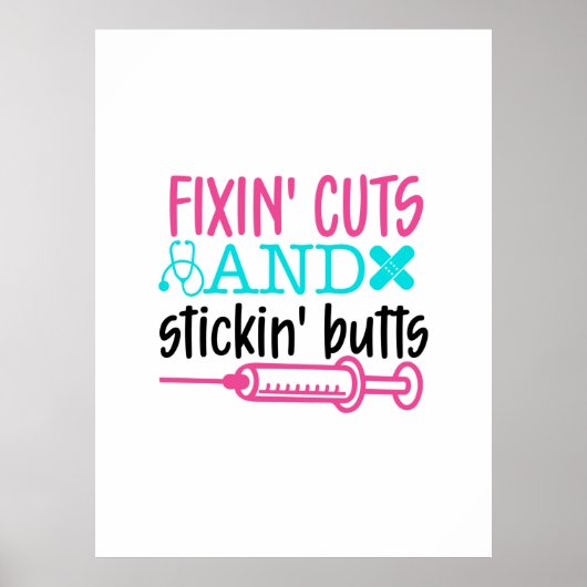 Poster Infirmière Fixation Cadeau' Coupes Boutons' (Devant)
