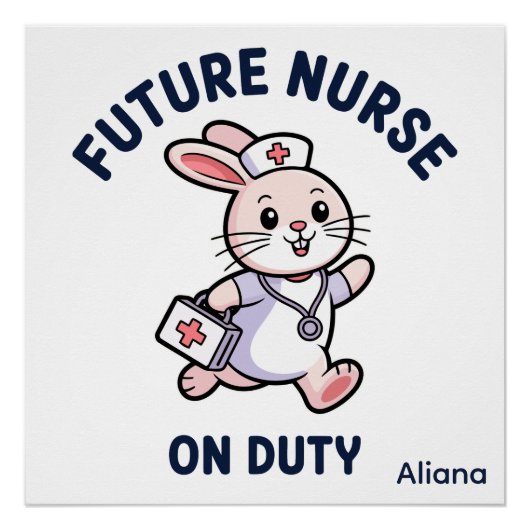 Poster Infirmière future en service graphique de lapin mi (Devant)