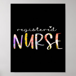 Poster Infirmière inscrite Cute Floral Design Infirmière