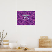 Poster Infirmière inscrite RN Caduceus sur Camouflage ros (Cuisine)