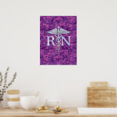 Poster Infirmière inscrite RN Silver Caduceus sur Camo Ro (Cuisine)