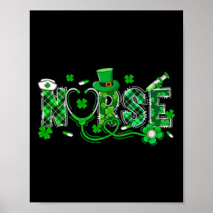 Poster Infirmière irlandaise Stethoscope Scrub Saint St P