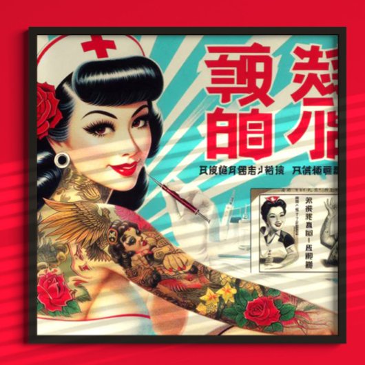 Poster Infirmière japonaise de tatouage