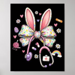 Poster Infirmière lapin drôle de Pâques infirmière mignon