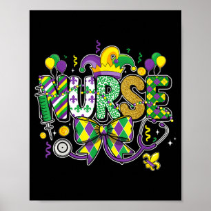 Poster Infirmière mardi gras stéthoscope nouvelle-orléans