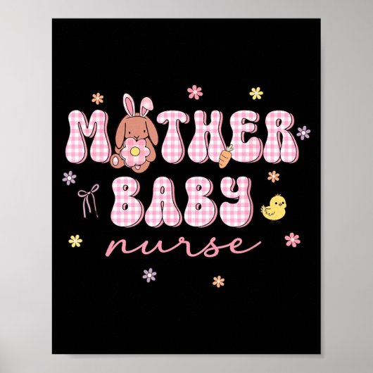 Poster Infirmière Mère Bébé Jour de Pâques Mbu Lapin de P (Devant)
