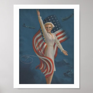 Poster Infirmière militaire vintage de 2ÈME GUERRE MONDIA