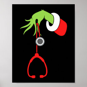 Poster infirmière noël stéthoscope infirmières xmas pyjam