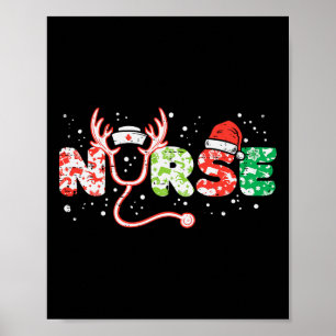 Poster Infirmière noël stéthoscope infirmiers xmas frotte