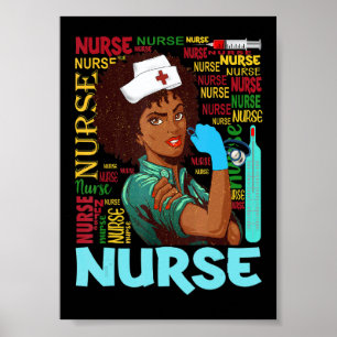 Poster Infirmière noire Afro Magie Mois de l'histoire des
