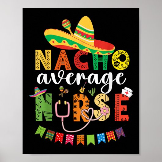 Poster Infirmière pas moyenne Cinco De Mayo Fiesta Mexica (Devant)