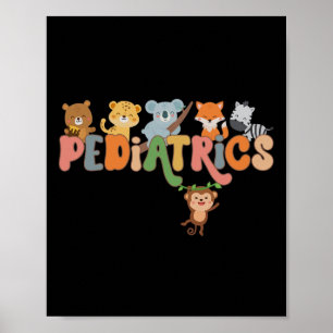 Poster Infirmière pédiatrique Animaux Enfants Infirmière
