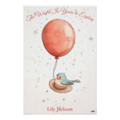 Poster Infirmière personnalisée - Oiseau avec ballon roug (Devant)